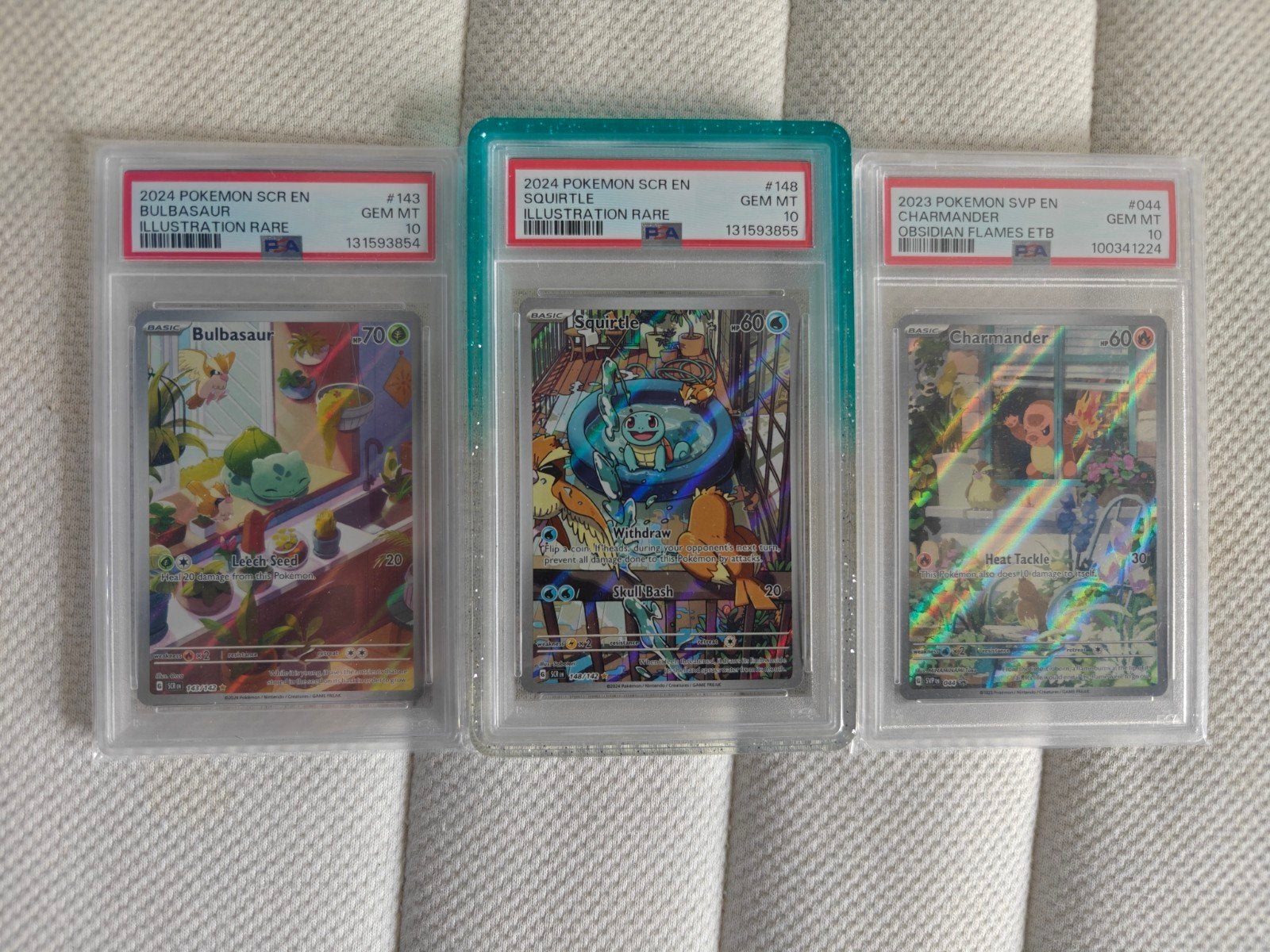 PSA10 Trio - Charmander 44, Squirtle 148, Bulbasaur 143, Ophalen of Verzenden