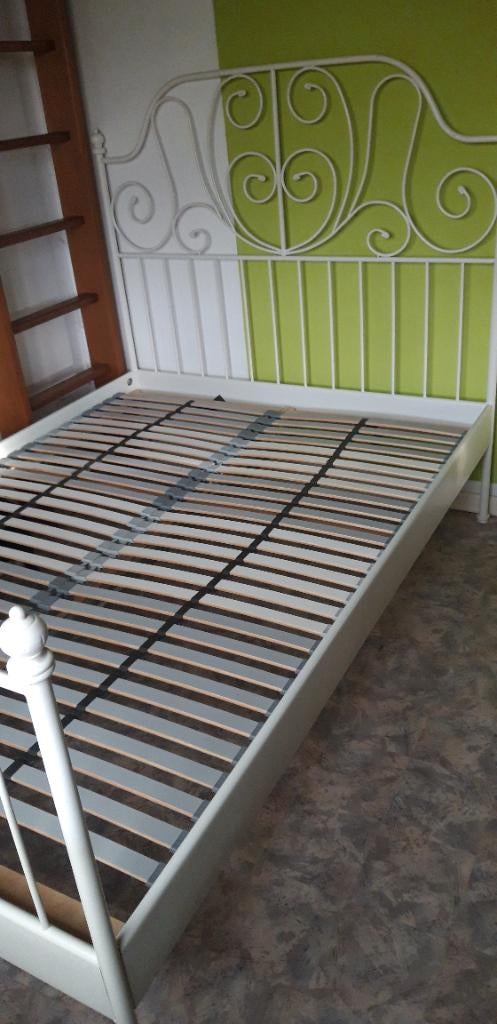 Lit ikea blanc 140x200 + 2 sommiers, Huis en Inrichting, Slaapkamer | Bedden, Gebruikt, Eenpersoons, Wit, 200 cm