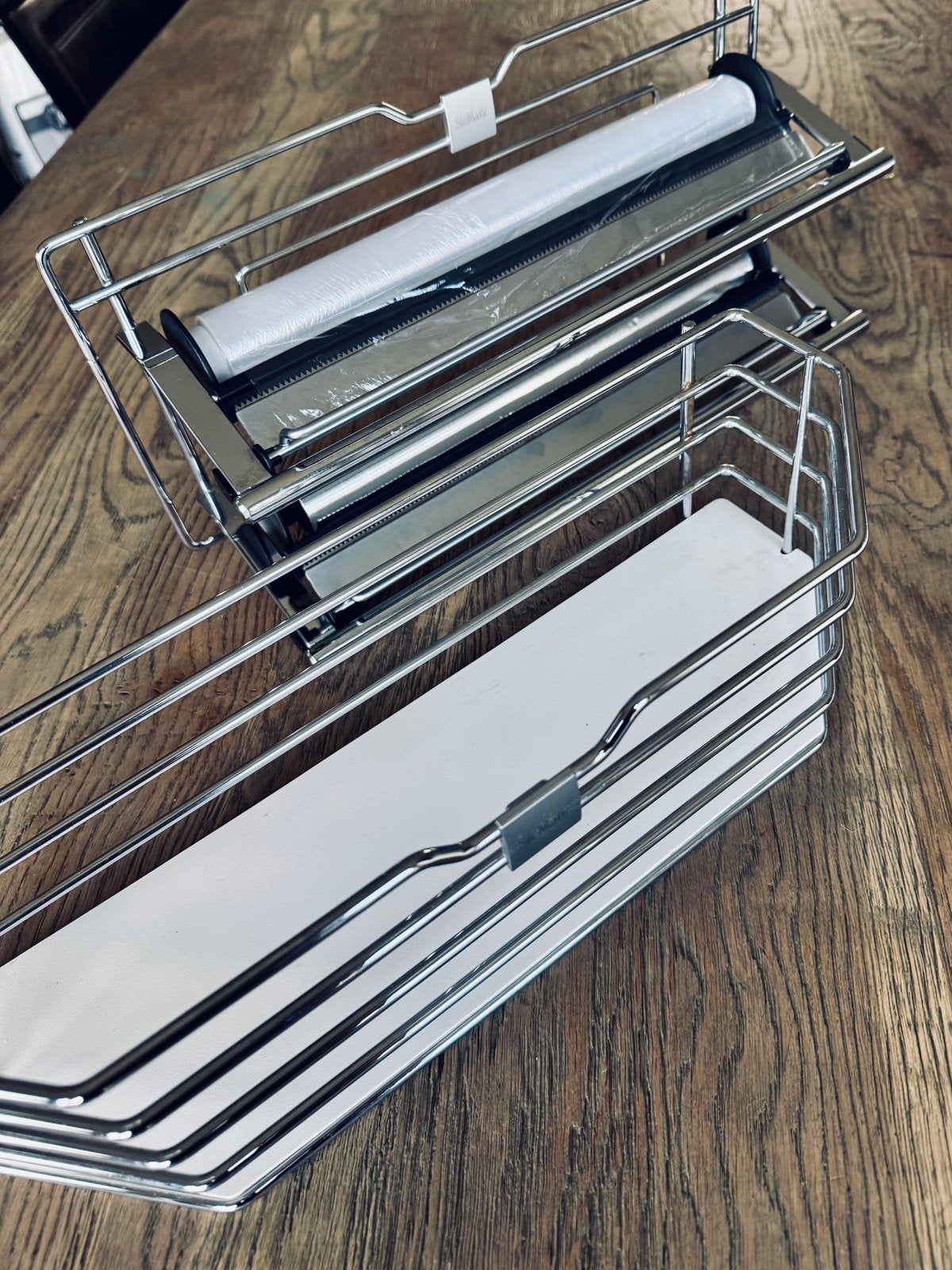 SieMatic Voorraadkorf + Foliehouder MultiMatic Chroom, Huis en Inrichting, Minder dan 50 cm, Ophalen of Verzenden, Zo goed als nieuw