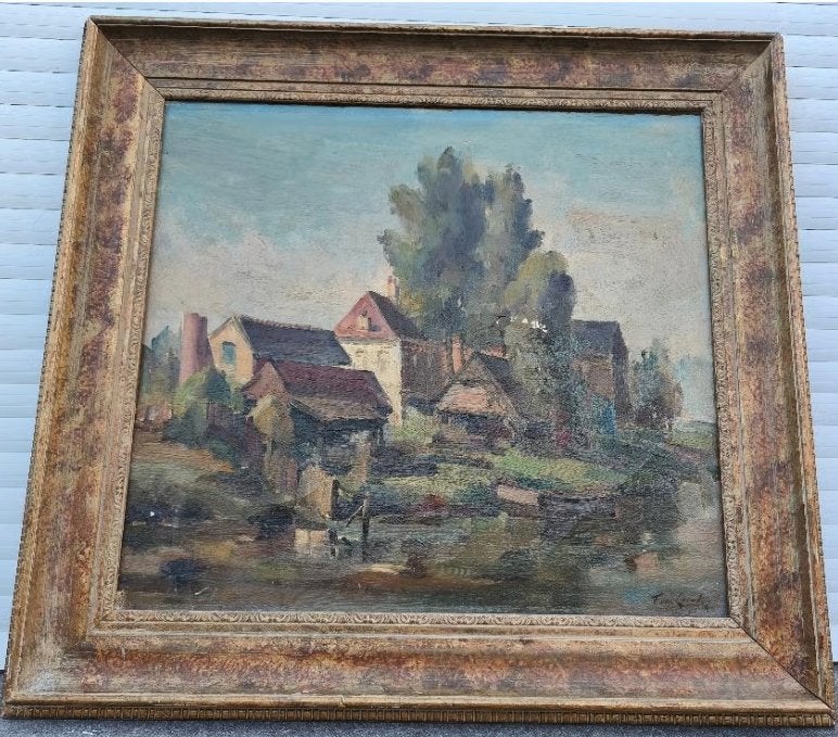 Huile sur toile maison signe f van loock, Antiquités & Art, Enlèvement, Toile