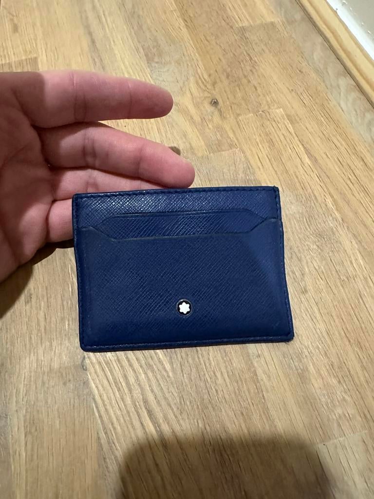 Montblanc 5cc — Marineblauwe kaarthouder voor 5 kaarten, Handtassen en Accessoires, Portemonnees, Zo goed als nieuw, Blauw, Leder