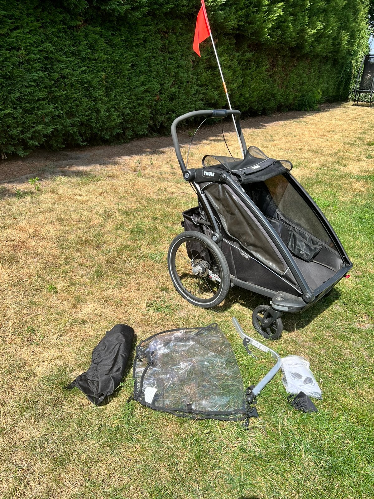 Thule Chariot Sport double, Fietsen en Brommers, Fietsaccessoires | Aanhangwagens en Karren, Ophalen, Gebruikt, Kinderkar, Opvouwbaar