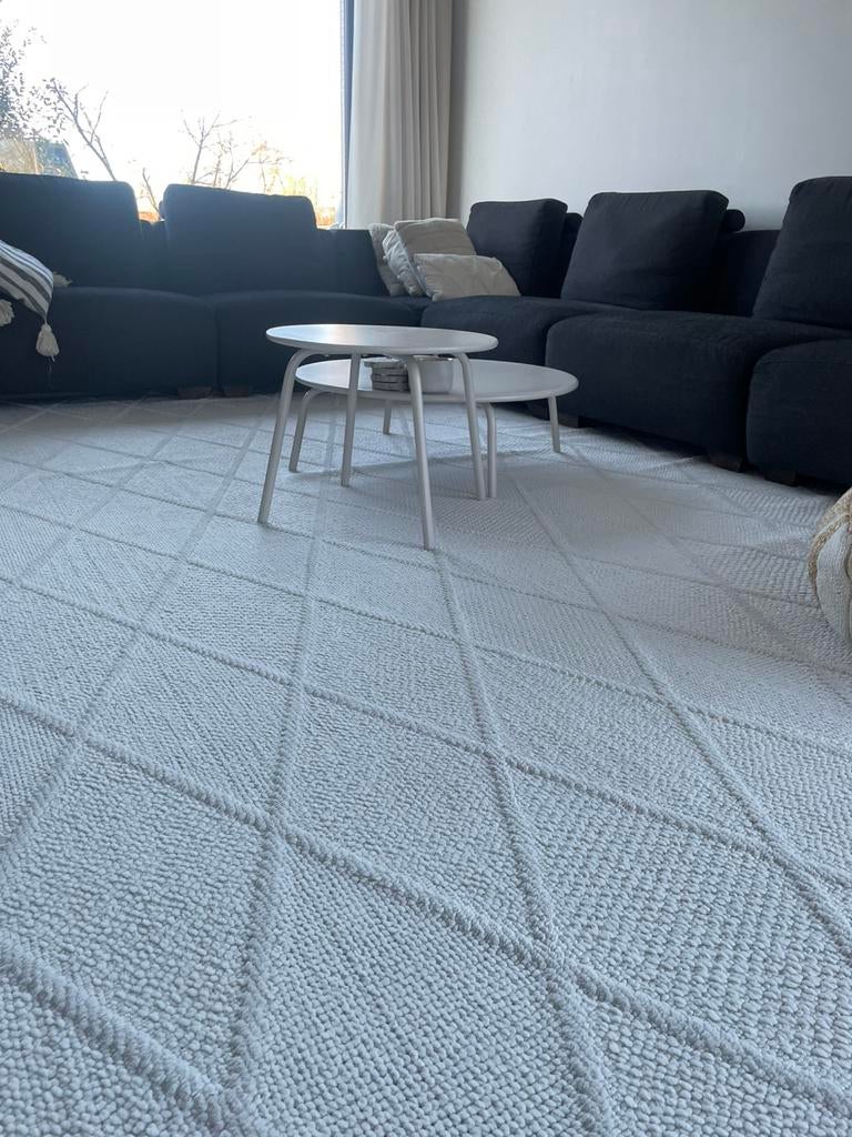 Prachtig groot vloerkleed in heel licht ecru-kleur, Huis en Inrichting, Stoffering | Vloerbedekking, Ophalen, Nieuw, Crème, Japandi scandinavisch modern warm