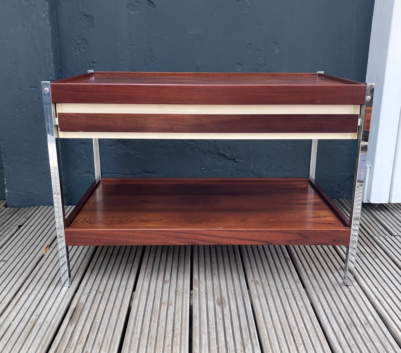 Stijlvolle vintage design bijzettafel / Salontafel, Vintage, 55 tot 75 cm, Zo goed als nieuw, Rechthoekig