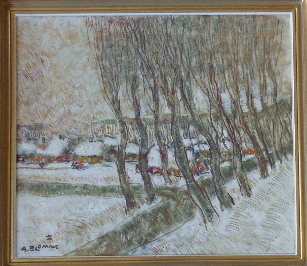 ALFONS BLOMME / WAAIENDE BOMEN / OLIEVERF / 81x91cm / KADER, Gesigneerd, Hout, Olieverf, Landschap