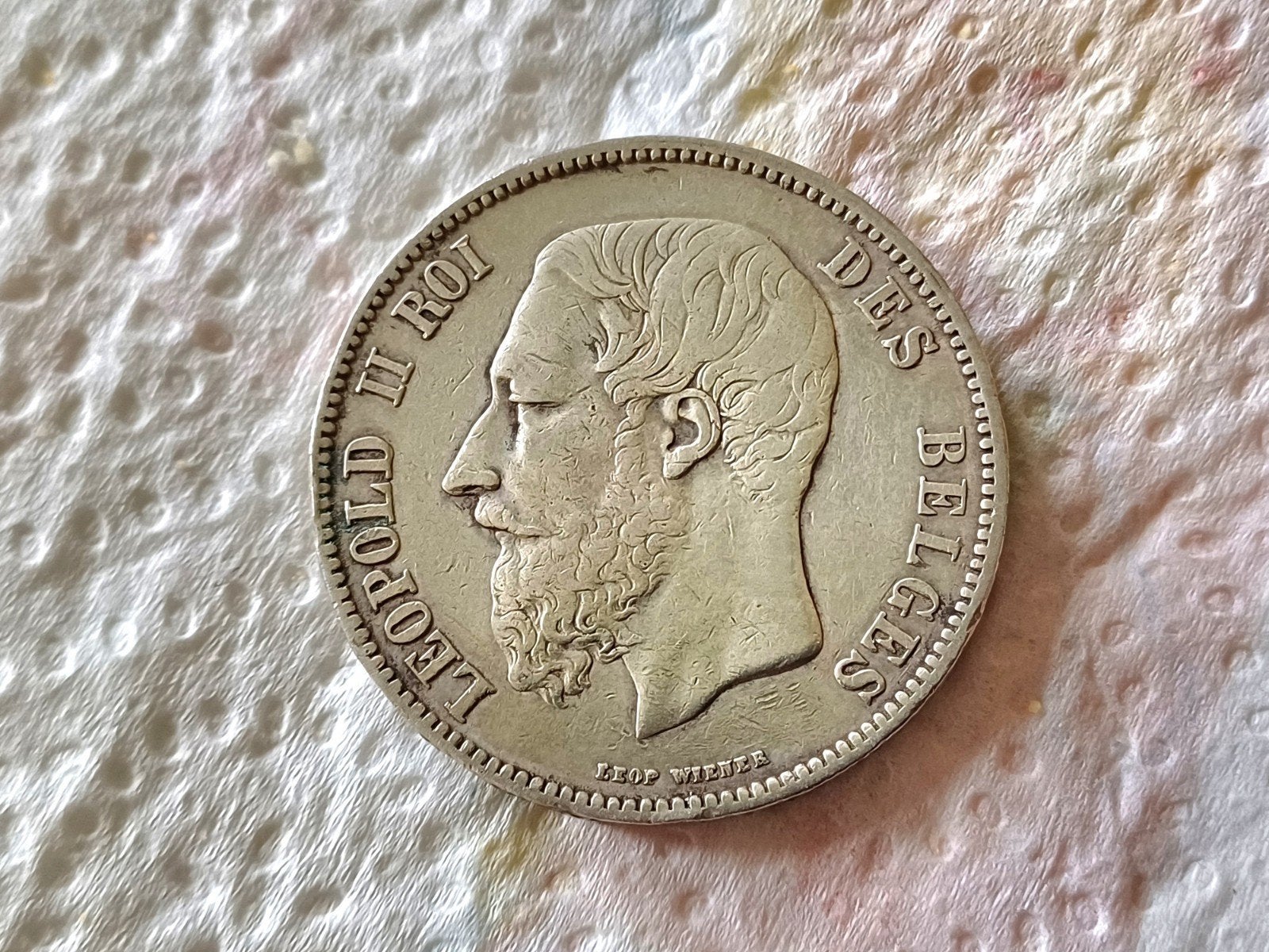 BELGIQUE 5 FRANCS 1868 LÉOPOLD II ARGENT, Timbres & Monnaies, Enlèvement ou Envoi, Monnaie en vrac, Argent, Argent