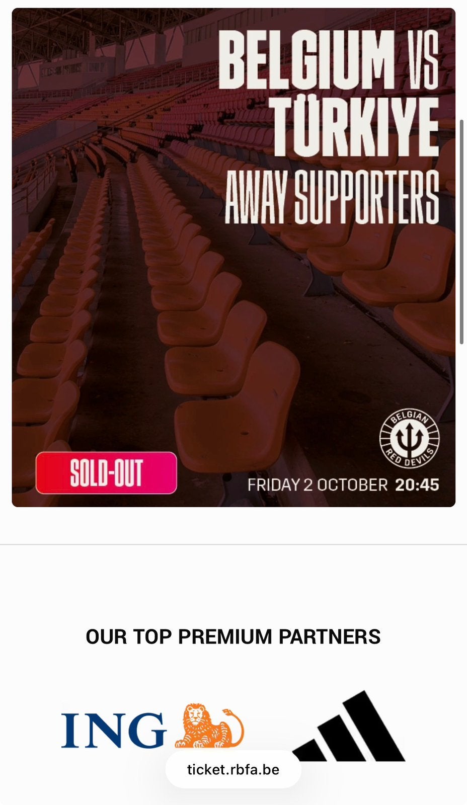 België - Turkije ticket te koop | 2 oktober, Tickets & Billets