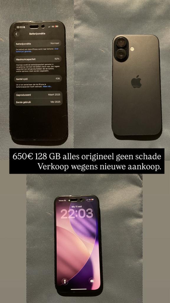 Iphone 16, Ophalen of Verzenden, Zo goed als nieuw