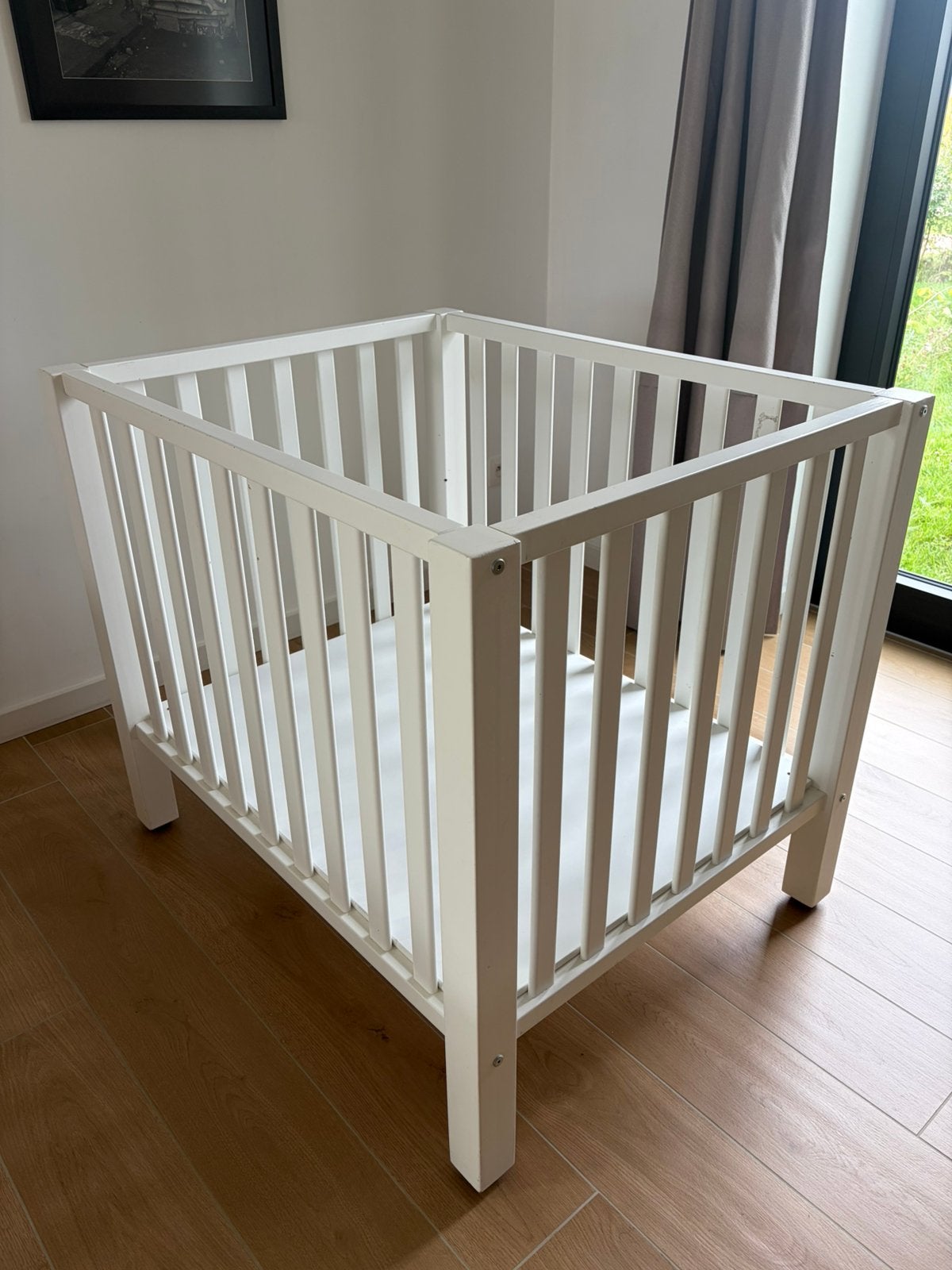 Babypark verstelbaar met matras, speelmat en lakens, Kinderen en Baby's, Ophalen, Gebruikt, Rechthoekig, In hoogte verstelbaar