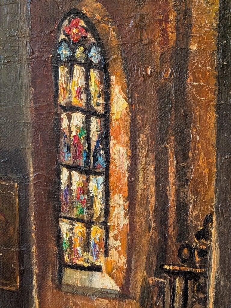 Tableau,  huile sur toile  d'H. Rowet., Autres sujets, Encadré, Peinture à l'huile, Enlèvement