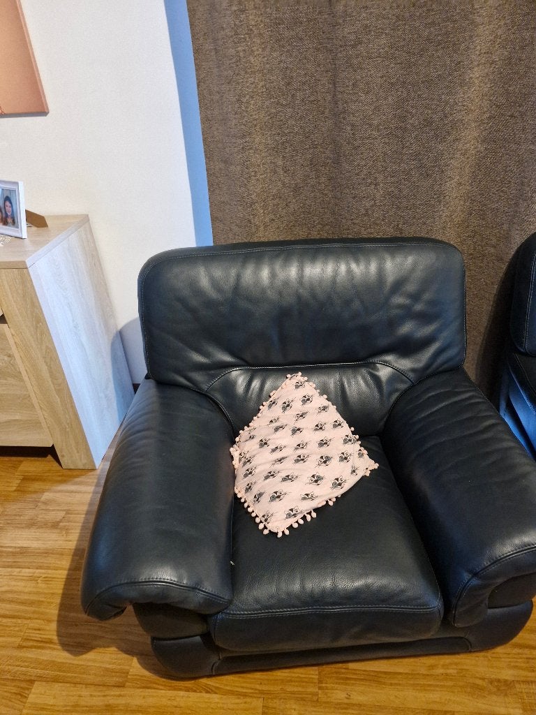 leren salon, Huis en Inrichting, Ophalen, Gebruikt, 150 tot 200 cm, Driepersoons