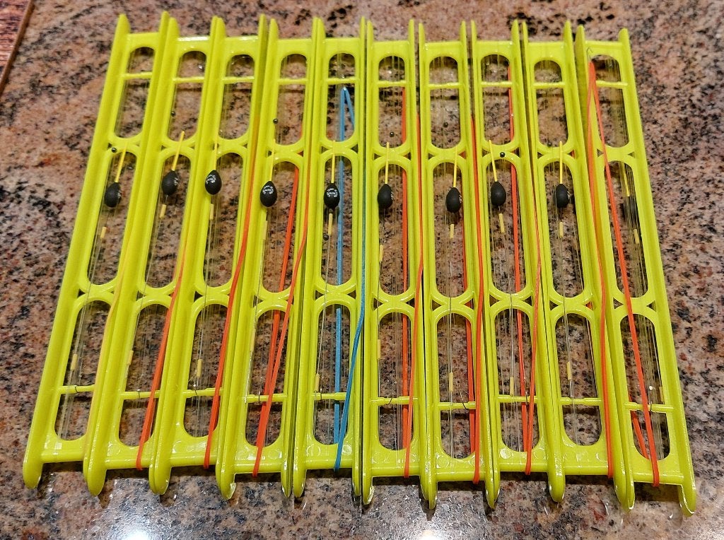 10 zelfgemaakte vislijntjes set 12, Ophalen of Verzenden, Nieuw, Vaste hengel