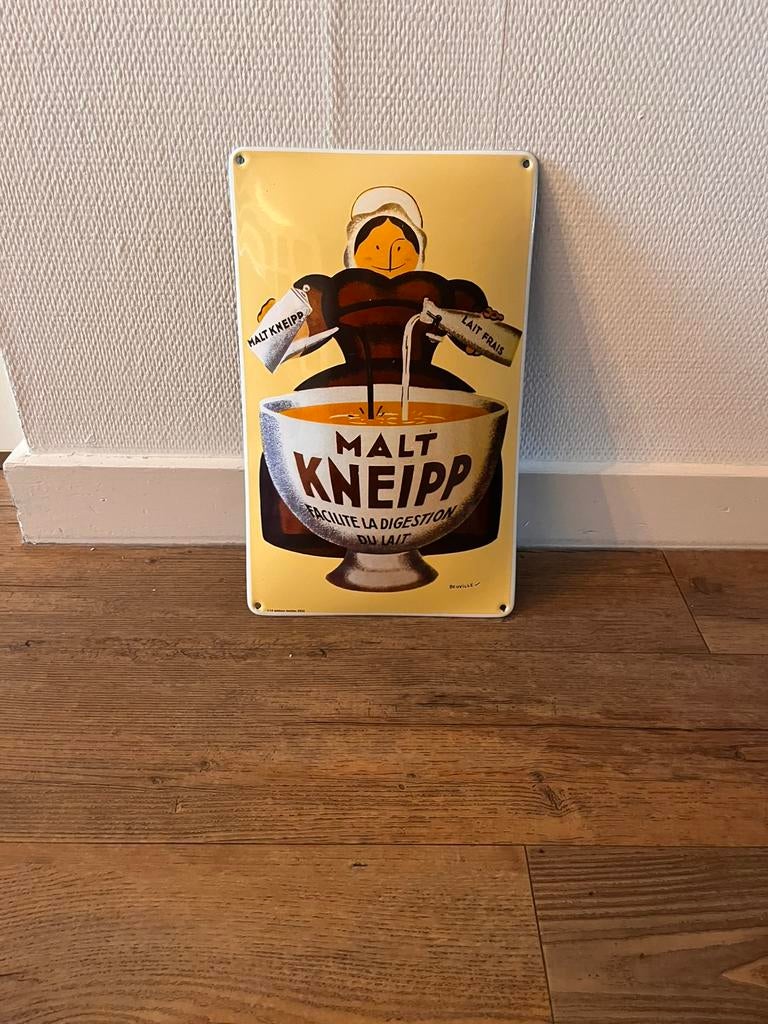 Mooi malt kneip koffie emaille reclame bord, Ophalen of Verzenden