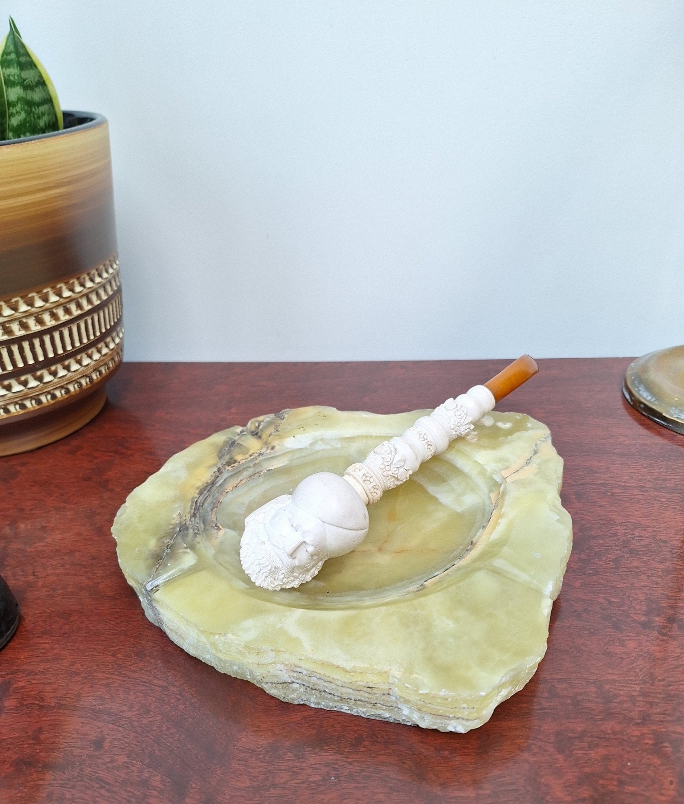 Oude grote onyx marmeren vide-poche/ asbak/schaal, Antiek en Kunst, Antiek | Schalen, Ophalen of Verzenden