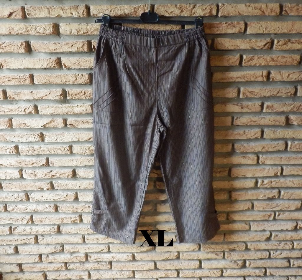 (85)- pantalon femme t.xl gris brun ligné, Bruin, Maat 42/44 (L), Ophalen of Verzenden, Zo goed als nieuw