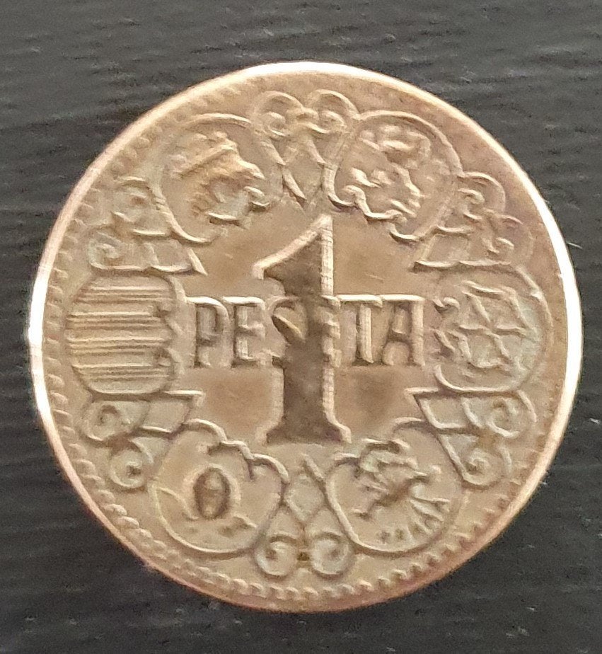 1 peseta van Spanje van 1944, Ophalen of Verzenden, Losse munt