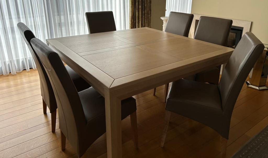 Tafel met 8 stoelen, Huis en Inrichting, Tafels | Eettafels, Ophalen, Zo goed als nieuw, Vijf personen of meer, Modern