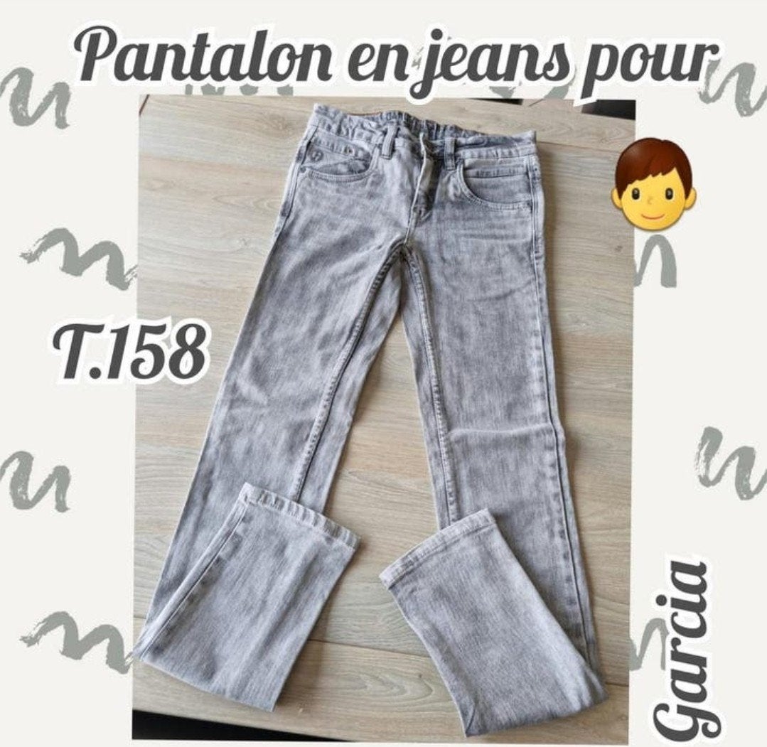 Pantalon en jeans pour garçon -gris-Garcia-T.158, Enfants & Bébés, Pantalon, Garçon, Enlèvement ou Envoi, Utilisé