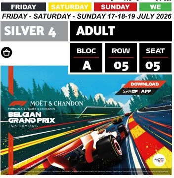 Sièges de F1 à Francorchamps - Silver4, Tickets & Billets, Événements & Festivals, Deux personnes, Plusieurs jours