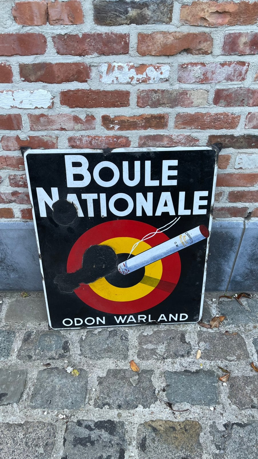 Plaque émaillée Boule National., Collections, Enlèvement, Utilisé, Panneau publicitaire