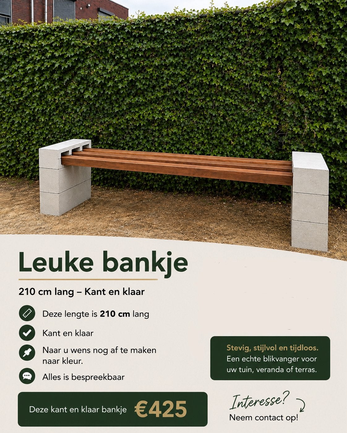 Tuinbankje, Ophalen, Zo goed als nieuw