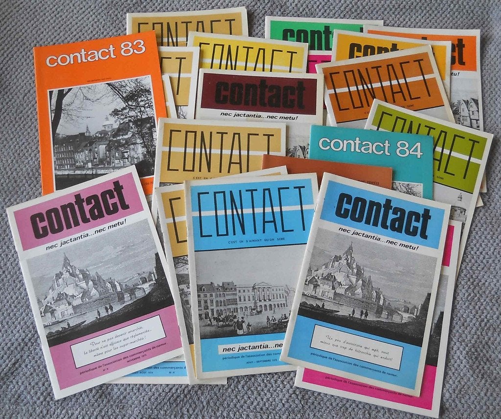 26 périodiques Contact ( association commerçants de Namur ), Collections, Revues, Journaux & Coupures, Journal ou Magazine, Enlèvement ou Envoi