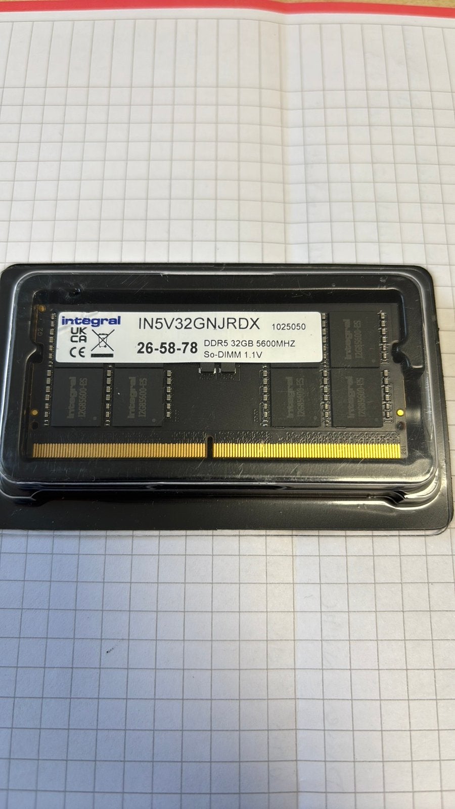 RAM 32GB DDR5 5600mhz Do-Dimm, Informatique & Logiciels, Enlèvement ou Envoi, Comme neuf, DDR5