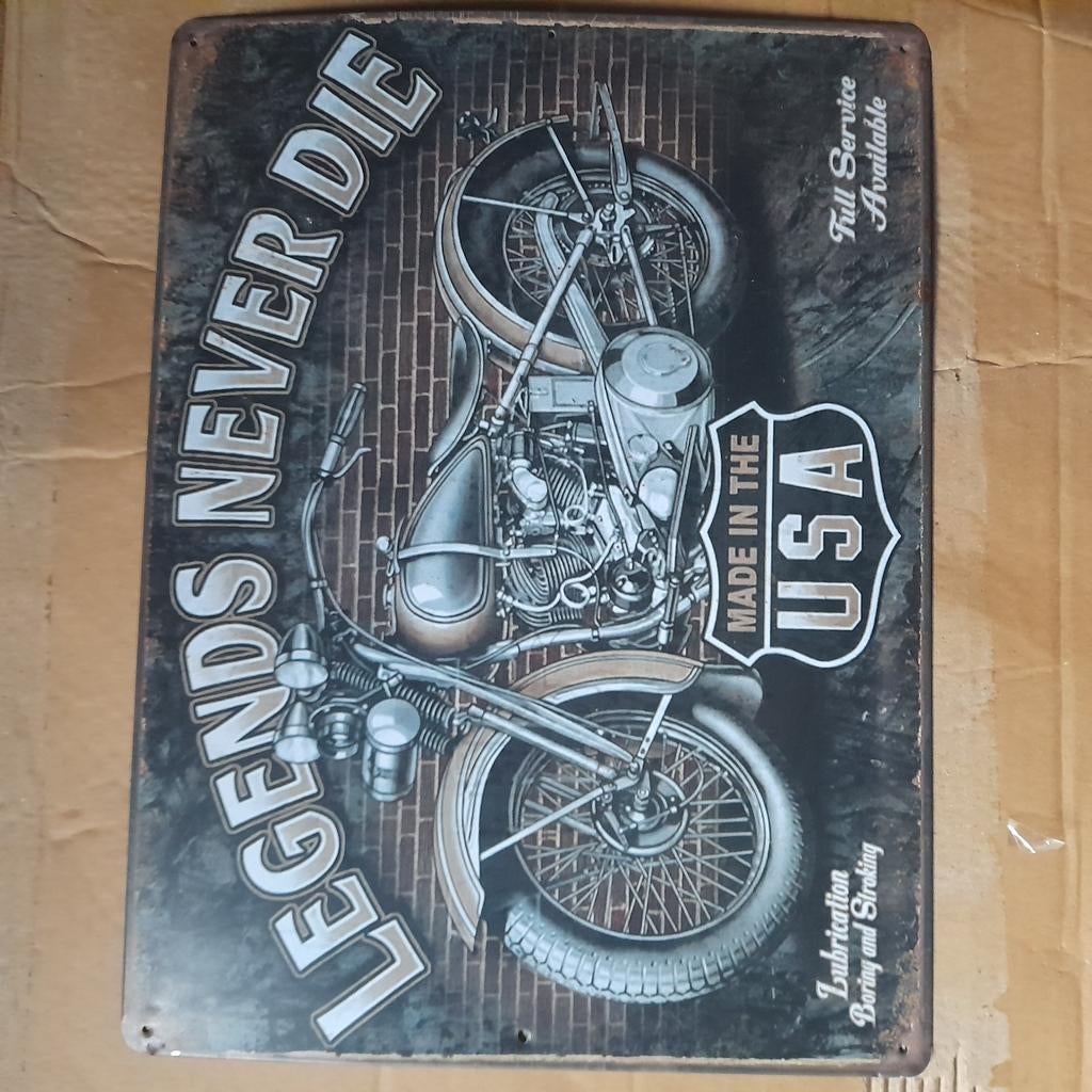 Plaque métal moto usa, Huis en Inrichting, Woonaccessoires | Lijsten, Ophalen, Minder dan 50 cm, Gebruikt, Metaal of Aluminium