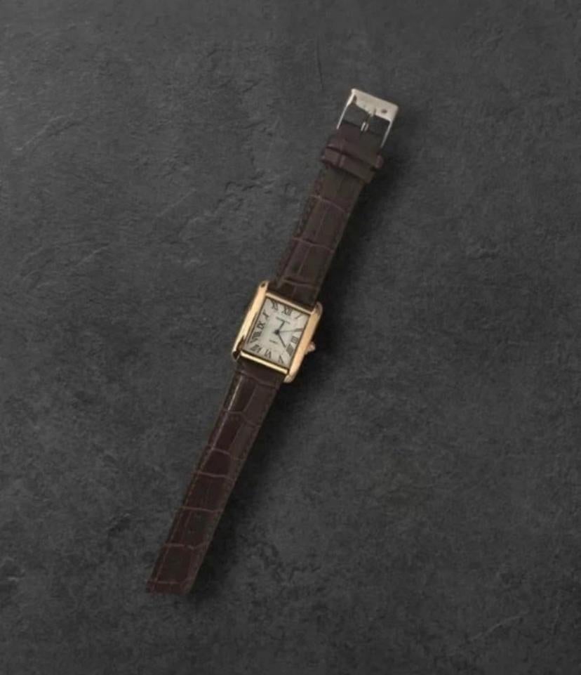 Luxe horloge met leer, Overige merken, Overige materialen, Leer, Polshorloge