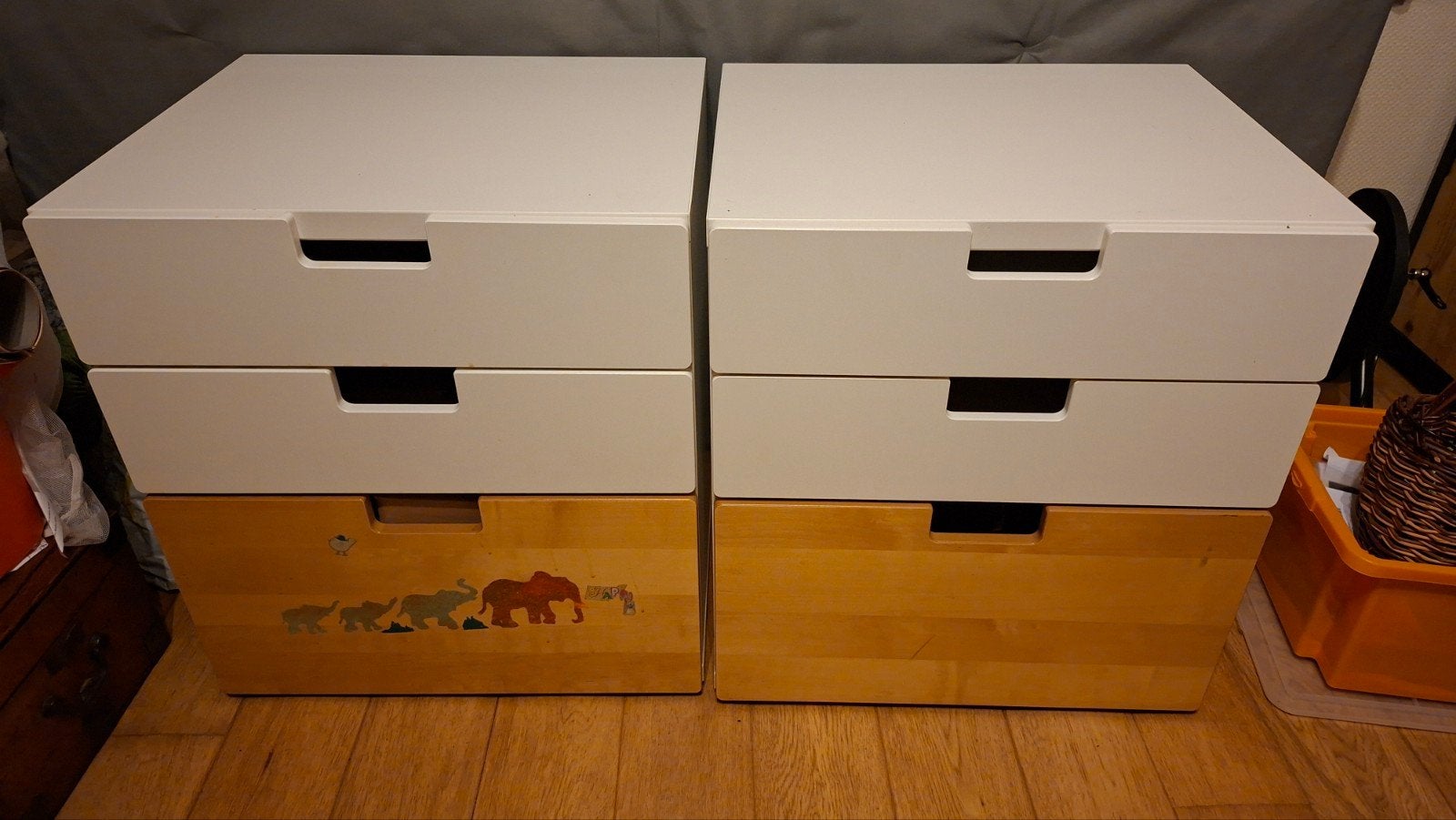 2 meubles de rangement  enfant (3 tiroirs) - 60x66x49, Enlèvement, Bois