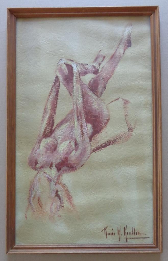 RENEE W. KUELLER / NAAKTE VROUW / ORIGINEEL / 52x32cm KADER, Ophalen of Verzenden