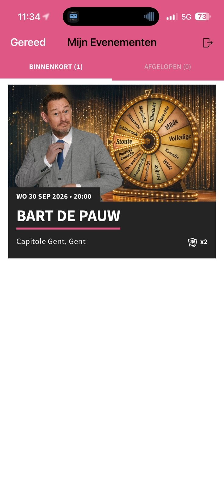 Bart De Pauw 1ste voorstelling woe 30/09 Capitool Gent, Tickets en Kaartjes, Twee personen, September