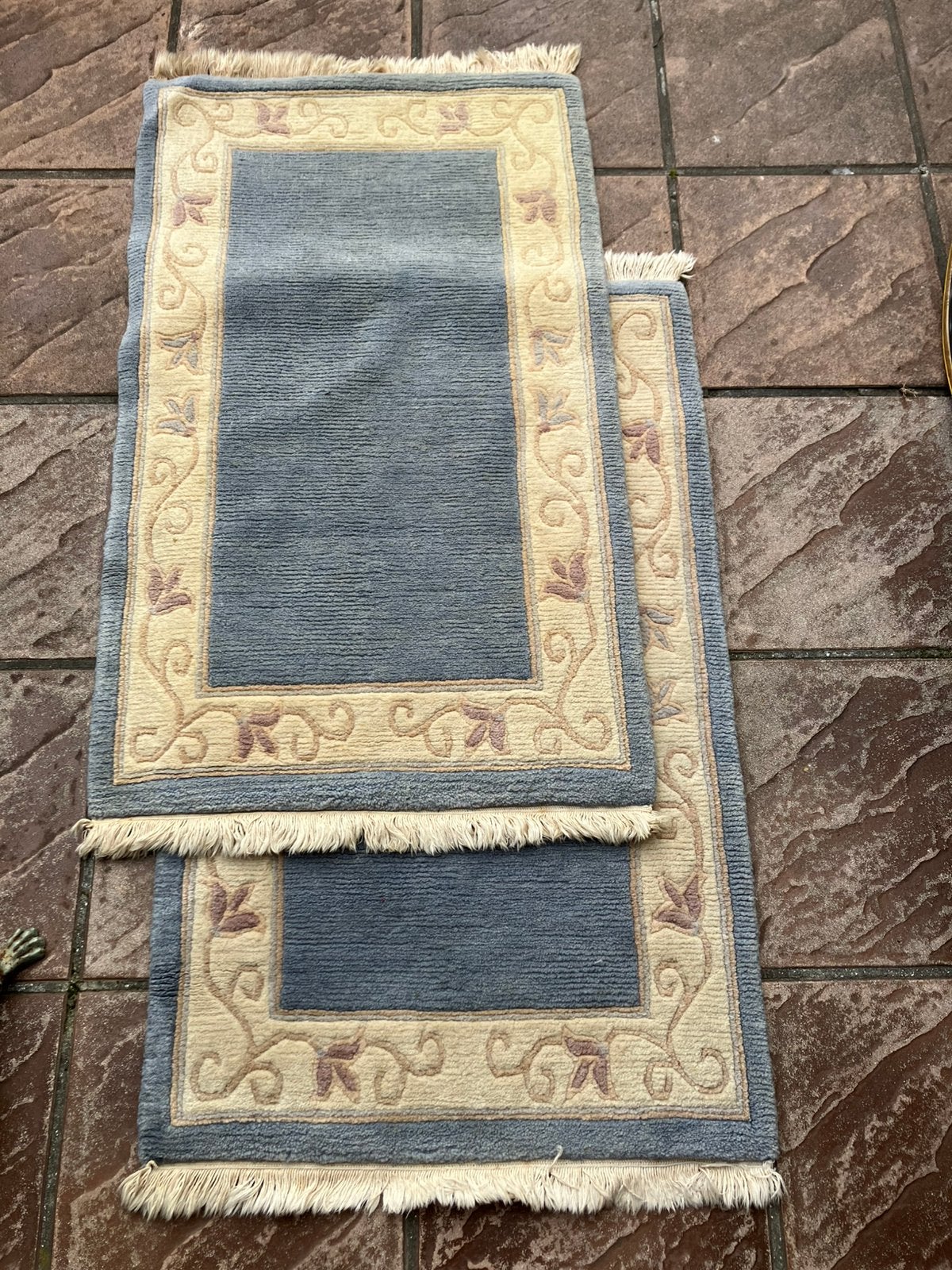Carpet Garden Nepal 02 Blue handgeknoopt 74x122cm (2 stuks), Huis en Inrichting, Aziatisch, 100 tot 150 cm, Zo goed als nieuw