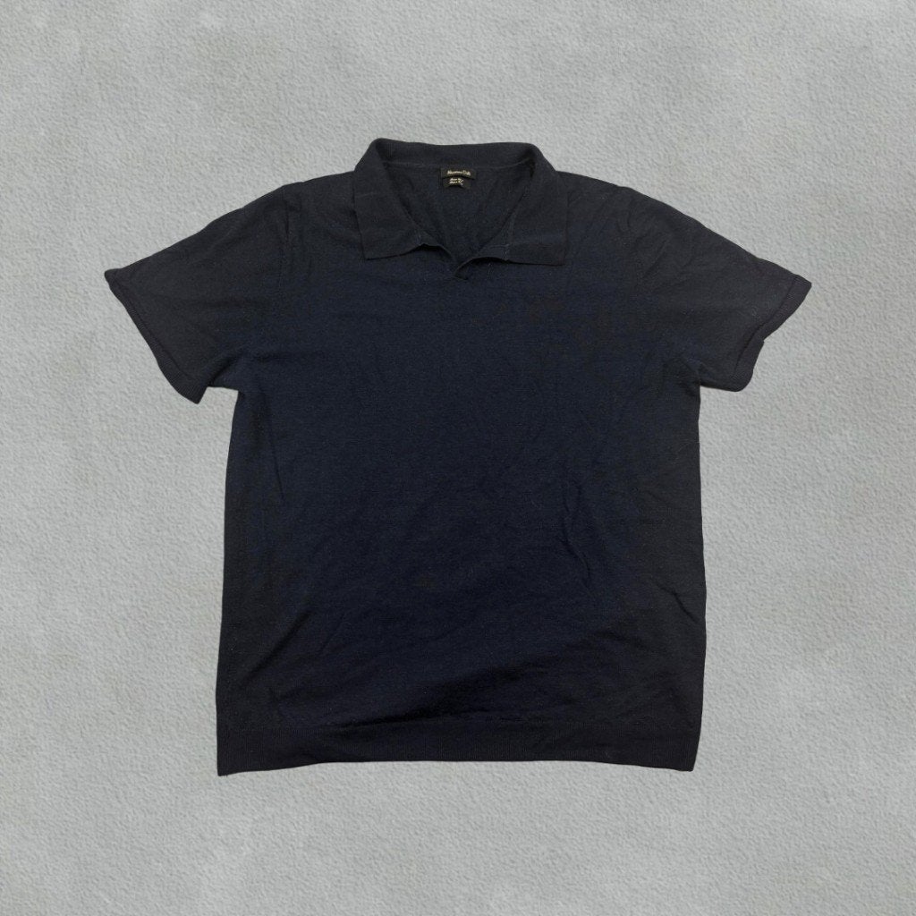 (1348) Marineblauw Massimo Dutti Poloshirt - Heren XL, Kleding | Heren, Polo's, Blauw, Maat 56/58 (XL), Ophalen of Verzenden, Zo goed als nieuw