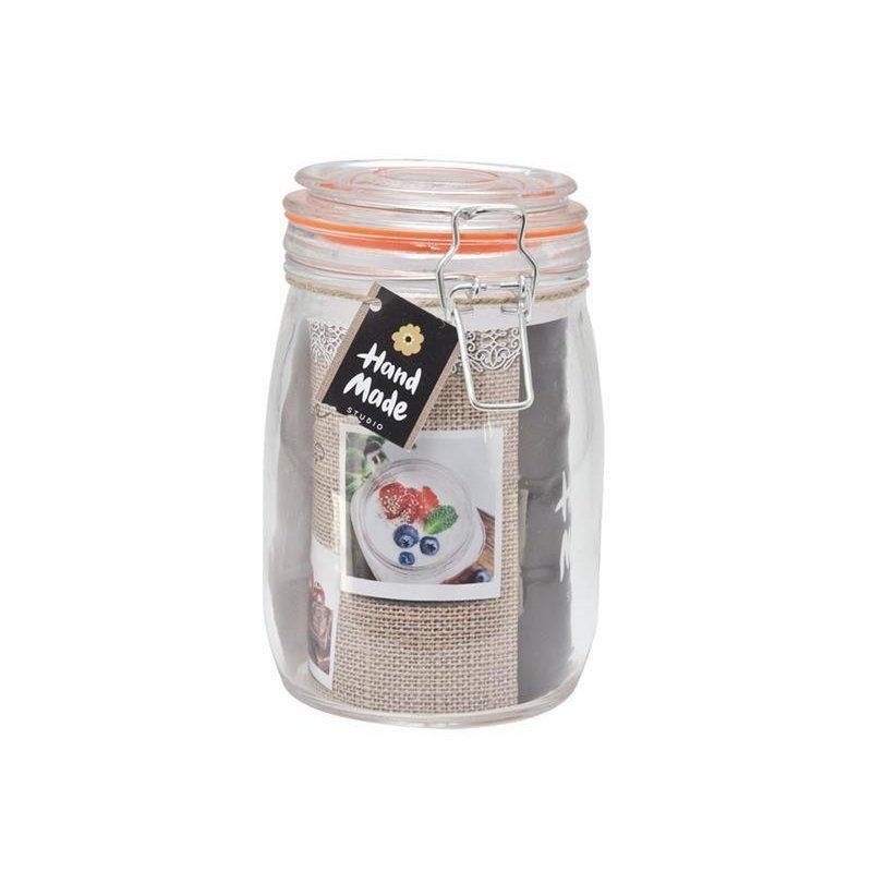 Weckpot 1000ml 10,5x17cm met oranje siliconen, Maison & Meubles, Cuisine | Casseroles & Poêles, Enlèvement ou Envoi, Neuf, Verre