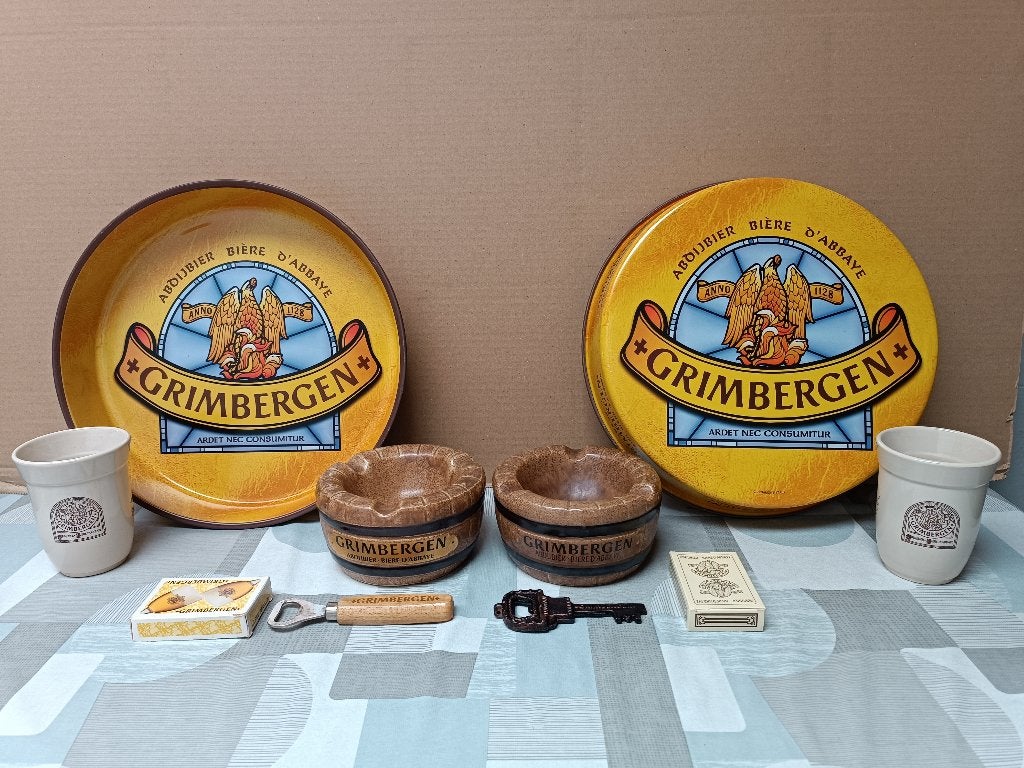 Asbak Grimbergen - Plateau Cendrier - Opener - Speelkaarten, Verzamelen, Biermerken, Ophalen of Verzenden, Gebruikt, Overige typen