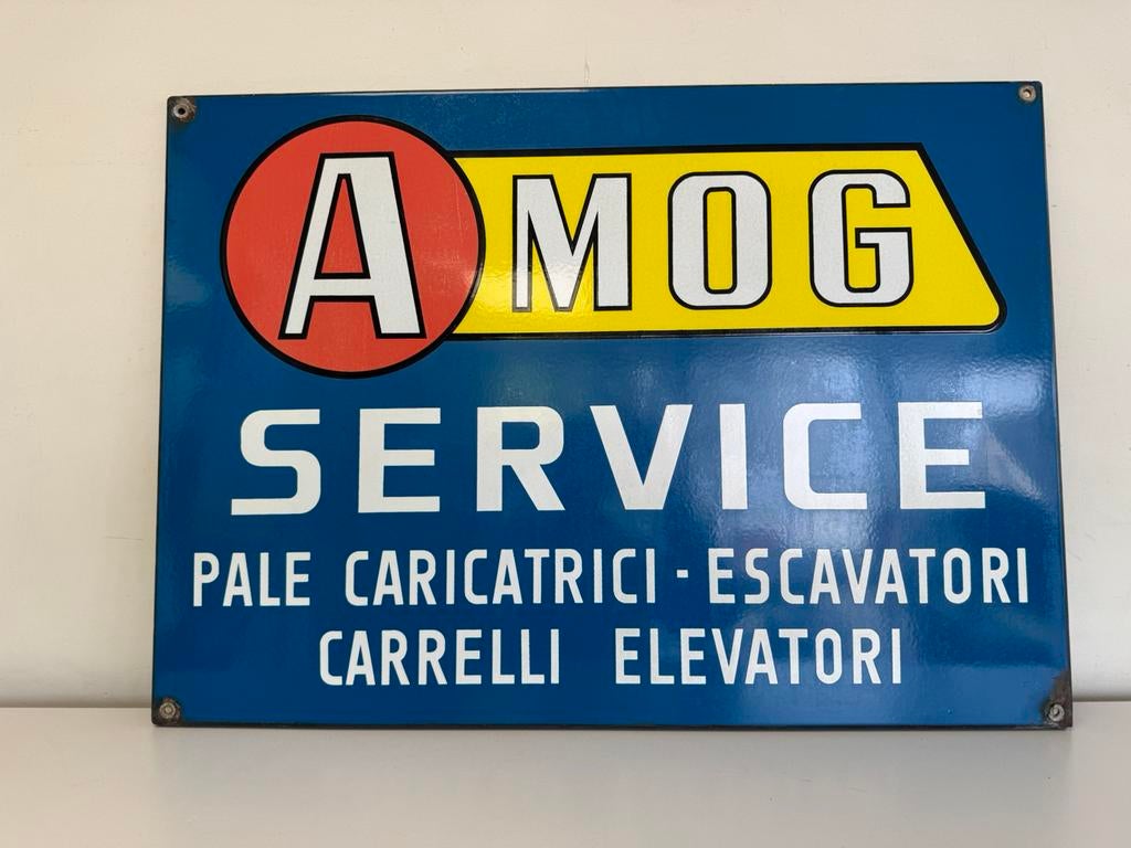 Panneau d'affichage émaillé AMOG Service, Enlèvement ou Envoi, Utilisé, Panneau publicitaire