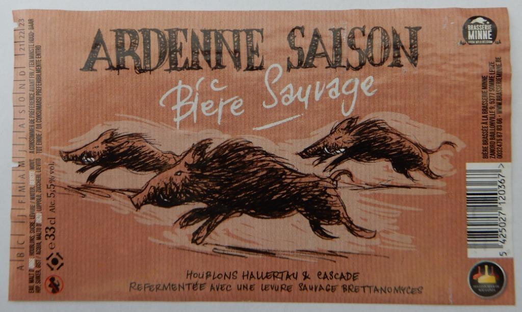Etiquette bière Ardenne Saison brasserie Minne (7r9), Enlèvement ou Envoi, Utilisé