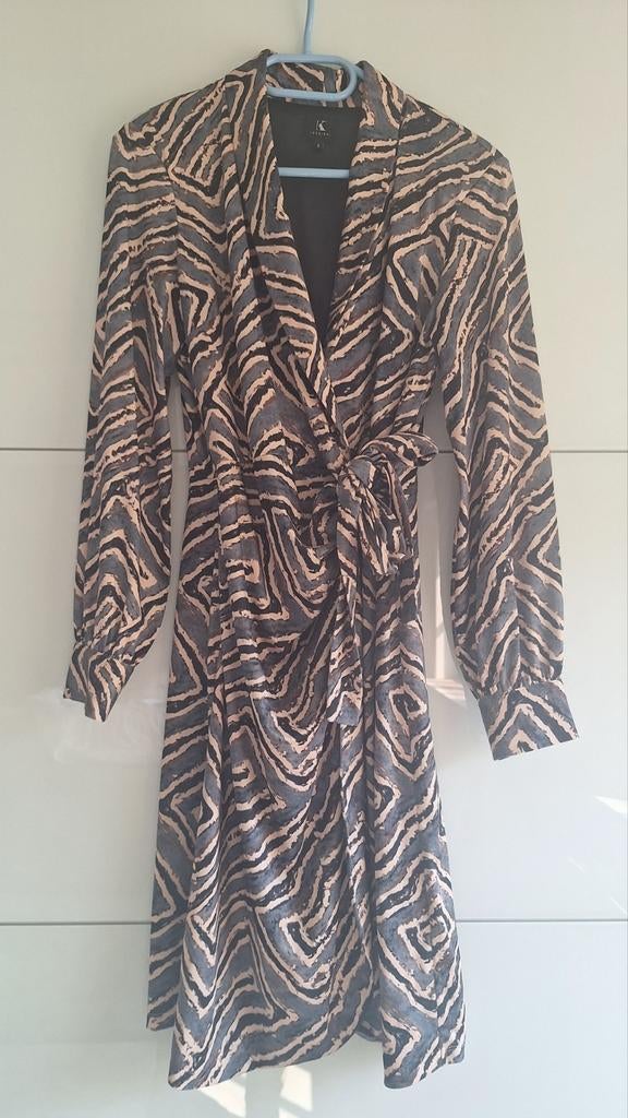 K-design Jurk midi lange mouw, Verzenden, Zo goed als nieuw, Blauw