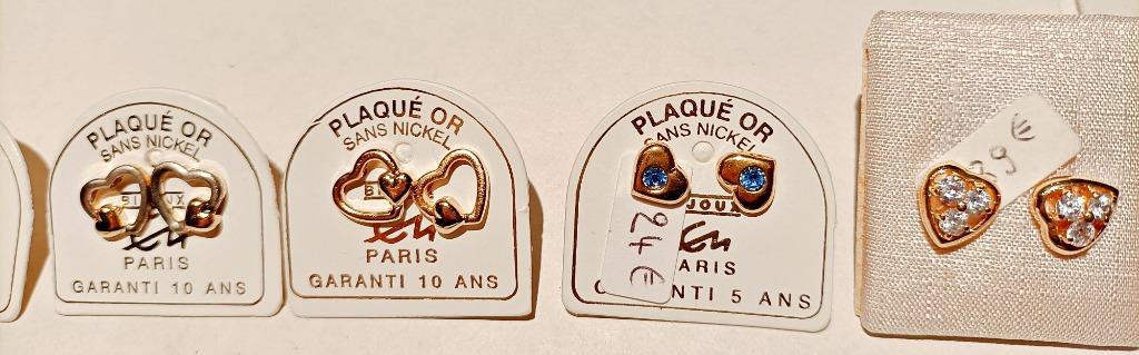 Boucles d'oreille plaqué or : dauphin, coeur, boule ou croix, Overige materialen, Nieuw, Ophalen of Verzenden, Met edelsteen