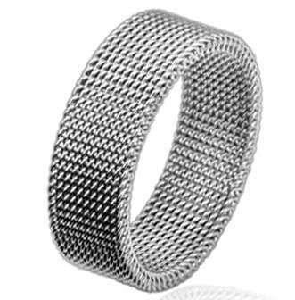 Stalen mesh damesring - 8 mm - OPRUIMING!, Handtassen en Accessoires, Ringen, Nieuw, Dame, Zilver, IJzer of Staal, Ophalen of Verzenden