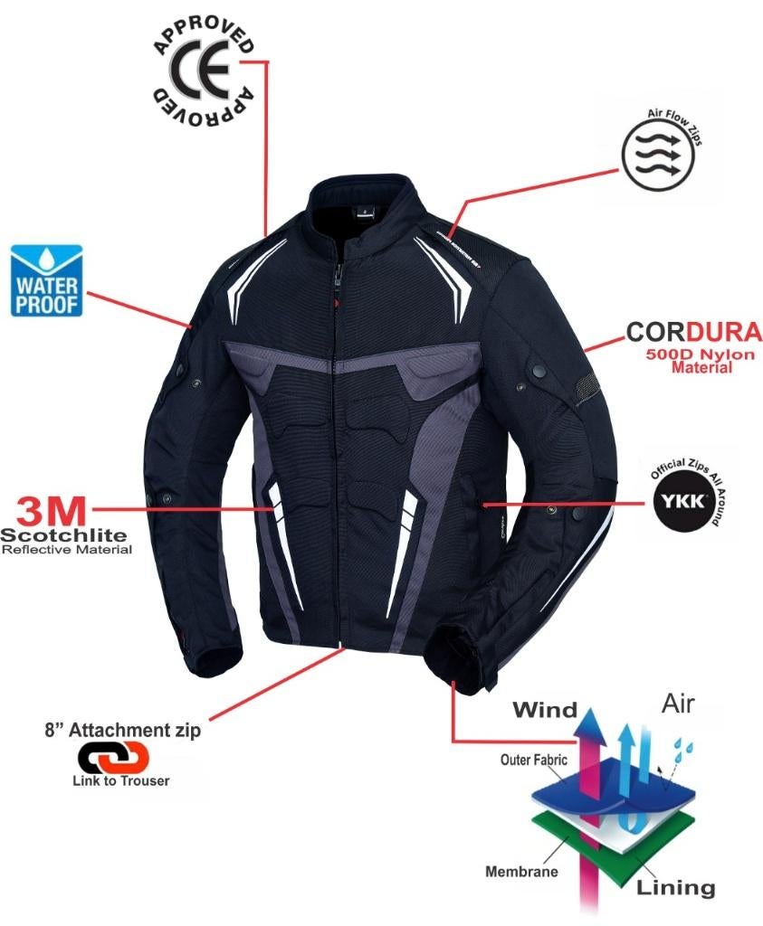 600D cordura textiel motorjas Verwijderbaar pantser CE nieuw, Verzenden, Nieuw met kaartje, Dames, Jas | textiel