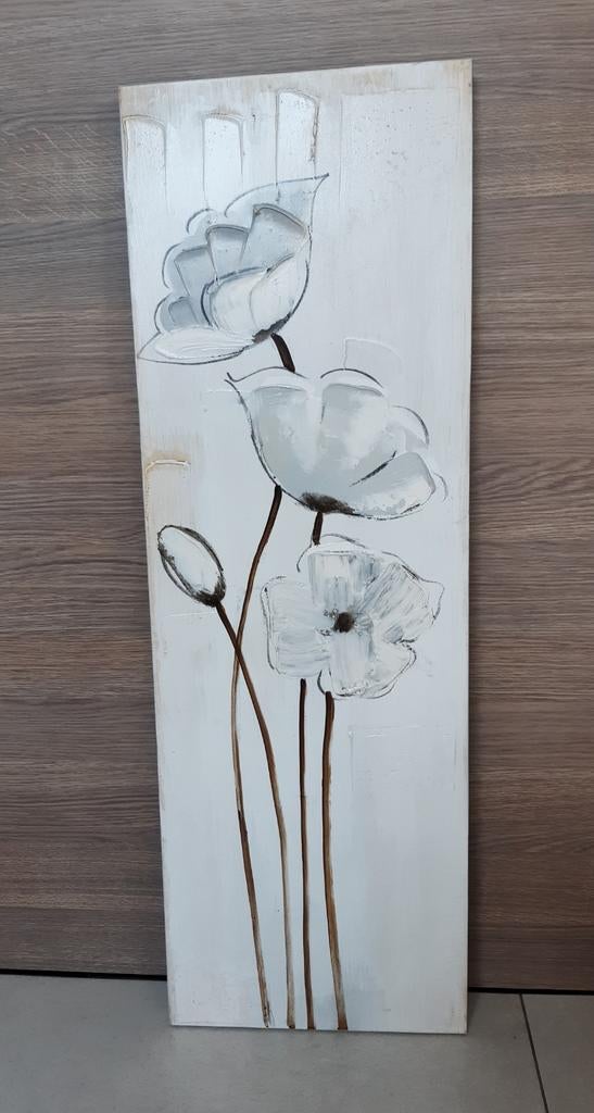 Cadre blanc avec fleurs, Enlèvement ou Envoi, Comme neuf, Bois