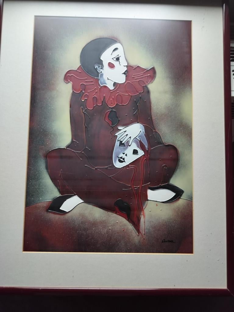 Kleurprent clownspak met reliëf, Ophalen of Verzenden