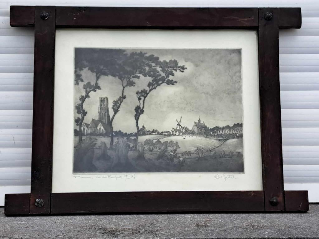 gravure damme vue des remparts signe albert goethals, Enlèvement ou Envoi