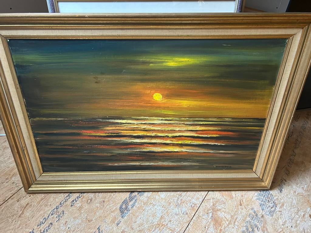 Ingelijst olieverfschilderij gesigneerd, Enlèvement