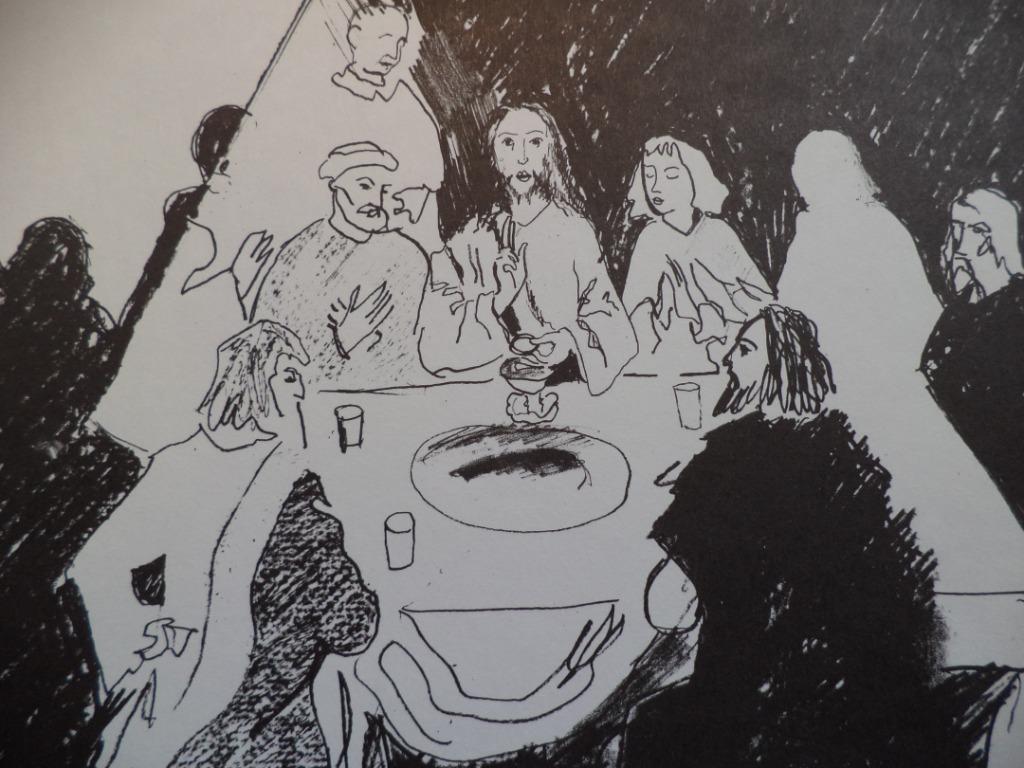 Bernard Crab Het laatste avondmaal 1976 litho potlood gesign, Antiek en Kunst, Ophalen of Verzenden
