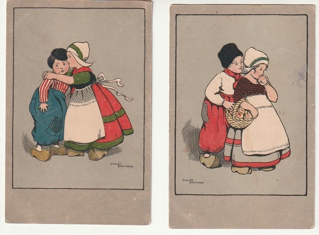 2 Ethel Parkinson enfants hollandais costume traditionnel, Envoi, Non affranchie, Enfants