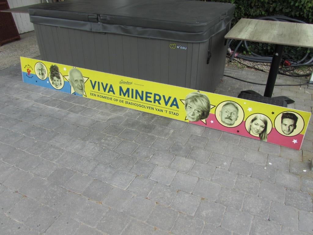 Het Achterland - Viva Minerva - Reclamebord, Antiquités & Art, Curiosités & Brocante, Enlèvement