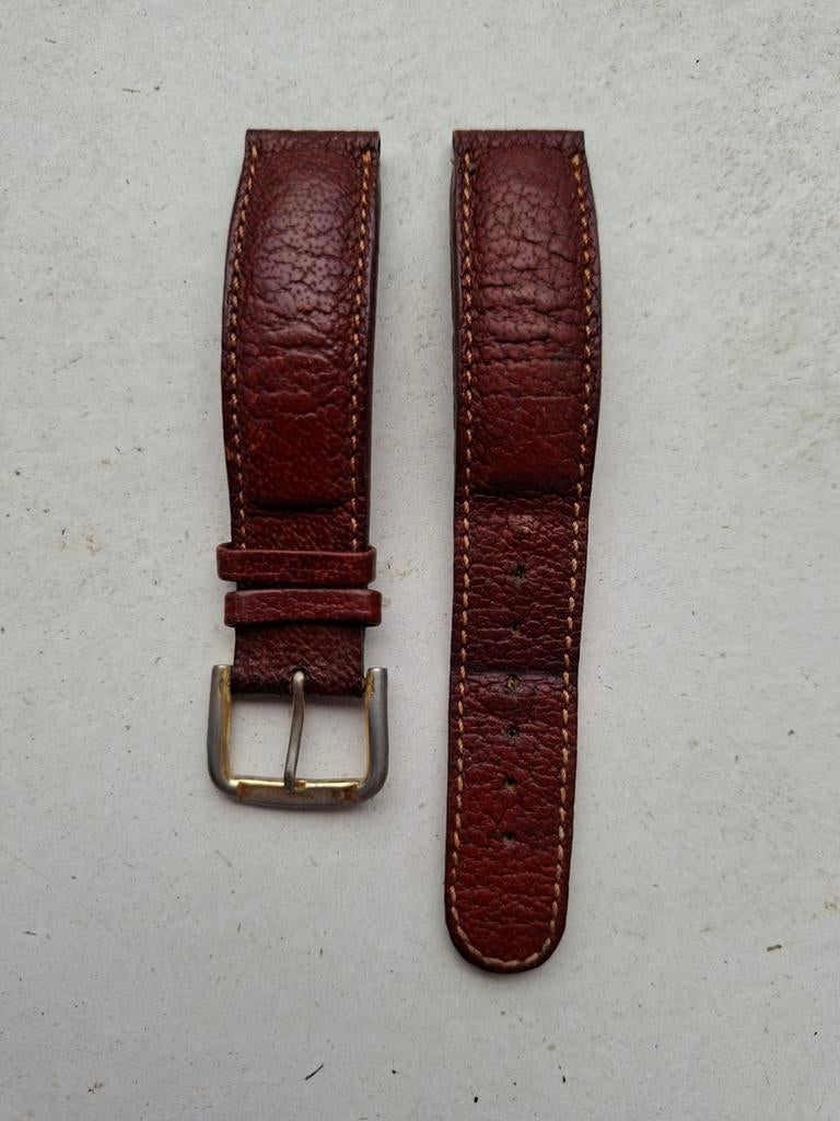 Bracelet vintage en cuir brun 20mm rétréci à 19mm, Enlèvement